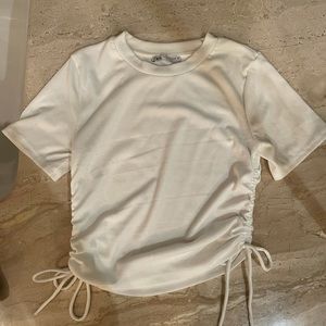 White side tie Zara T Shirt- M